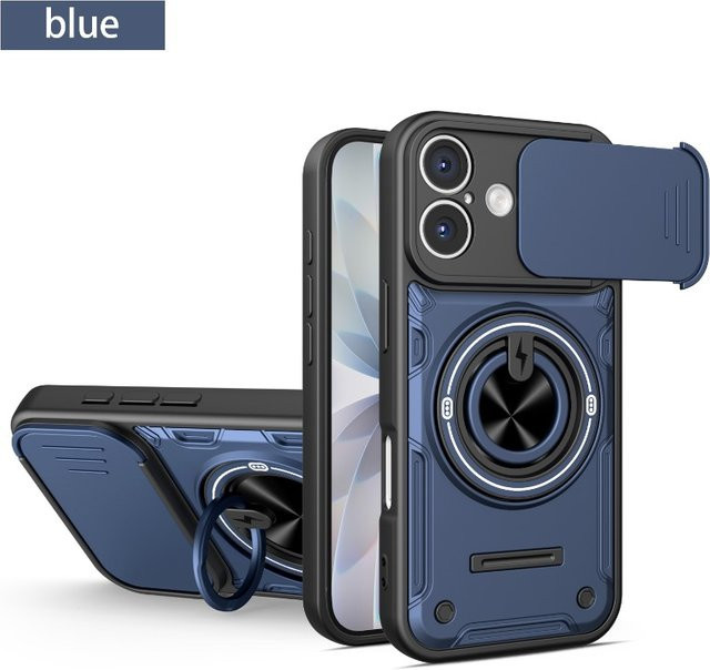 Magnetische Schutzhülle für iPhone 17 Pro Max und iPhone 16 Pro Max mit 360 Grad drehbarem Ständer und Linsenschutz in Orange - Bild 1