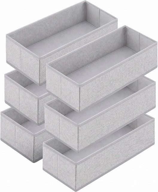Sekey Aufbewahrungsboxen aus Vliesstoff, 6er Set, grau, faltbar, B/T/H: 22 x 51 x 11 cm, Organizer für Unterwäsche, Socken und Krawatten - Bild 1