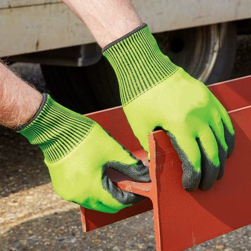 20 Stück Nitrilbeschichtete Arbeitshandschuhe von YUMARCH in Gelb, robuste nahtlose Strick-Sicherheitshandschuhe für Industrie und Gartenarbeit - Bild 4