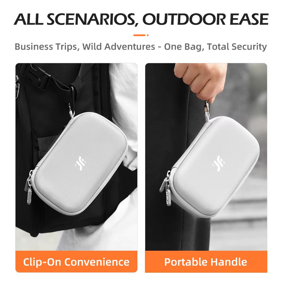 XFJI Hartschalen-Reisetasche aus PU-Leder in Grau für Insta360 Ace Pro 2 Street/Xplorer Bundle und Kameragriff-Zubehör - Bild 3