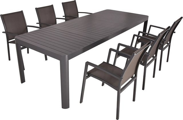 Garden Pleasure Gartenmöbel-Set Amira 7-teilig in Anthrazit aus Aluminium und Kunststoffgewebe - Bild 1