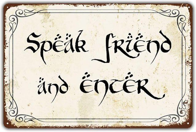 Vintage Blechschild Potdemiel Speak Friend and Enter Metall Türschild B: 30,0 cm, H: 20,0 cm, T: 20,0 cm - Bild 1
