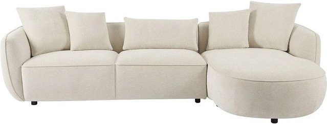 Maison Céphy Sofa Dokalo in L-Form aus Chenille-Stoff, Beige, Breite: 296 cm - Bild 1
