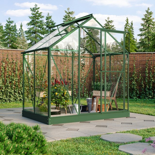 Vitavia Gewächshaus Triton 2500 in Smaragdgrün mit Stahlfundament und 3 mm ESG-Glas, 2,5 m² - Bild 1