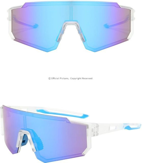 YSXX Sportsonnenbrille, Vollrand, Unisex, transparent, blau, polarisiert - Bild 1