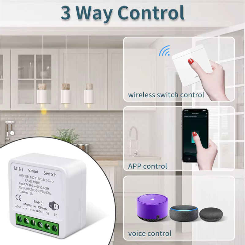 Tuya Smart WiFi Schalter 16A mit 2-Wege-Steuerung und RF433 MHz, weißes Wandpanel für SmartLife App, Alexa und Google Home Sprachsteuerung - Bild 2