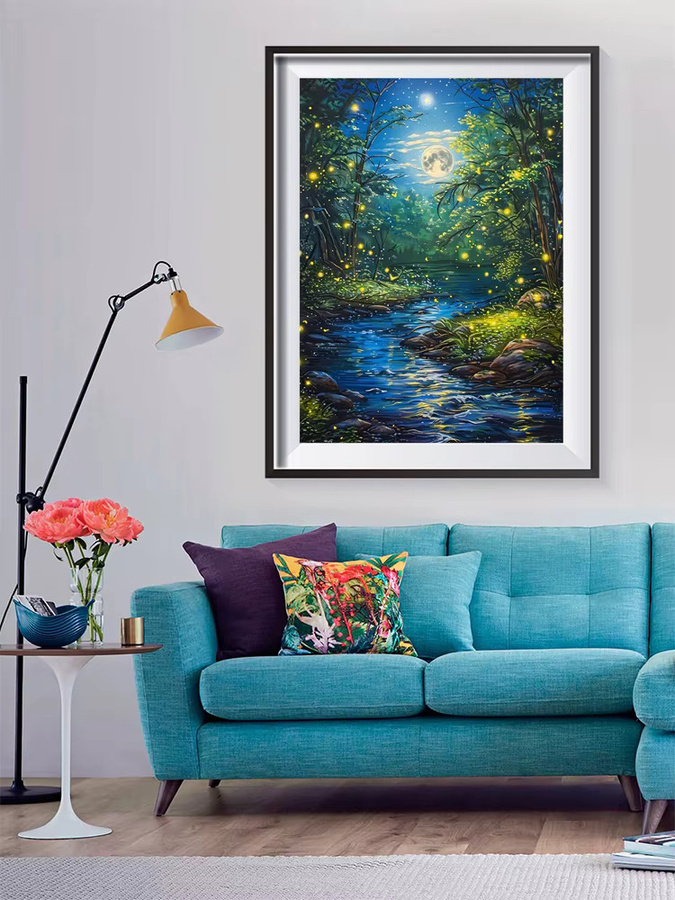 EverShine DIY 5D Diamant-Stickerei Flusslandschaft mit Mond und Bäumen, Mosaik-Malerei-Set in Multicolour, B/H: 30 x 20 cm - Bild 5