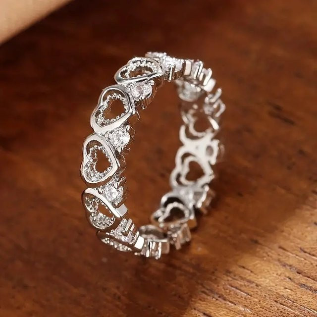 Huitan Trendy Liebesringe, Zirkonia, Silber, Damen - Bild 1
