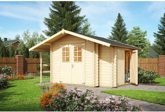 Lasita Holz-Gartenhaus Vilano 2 Blockhaus mit Satteldach in Braun und Beige, B/T: 220 x 220 cm - Bild 1
