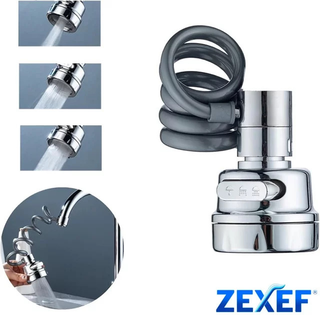 ZEXEF 360-Grad Duscharmatur mit Filterverlängerung und Rotationsfunktion für Badezimmer und Küche - Bild 1