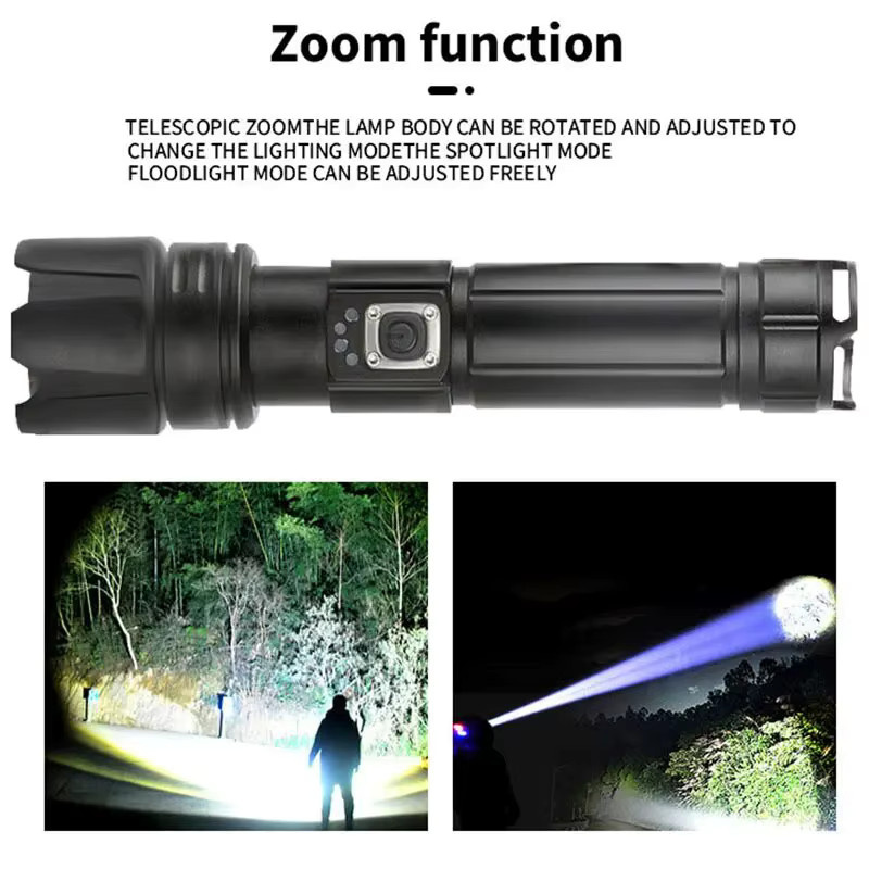 ESMARTER Taktische LED-Taschenlampe mit Laser-Docht, wiederaufladbar, Schwarz - Bild 5