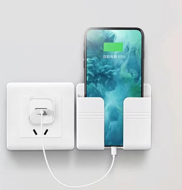 Mrgabwte 8er Set Smartphone Wandhalterung und Fernbedienungshalter in Weiß zur Wandmontage als Lade-Dock und Aufbewahrungsbox - Bild 1