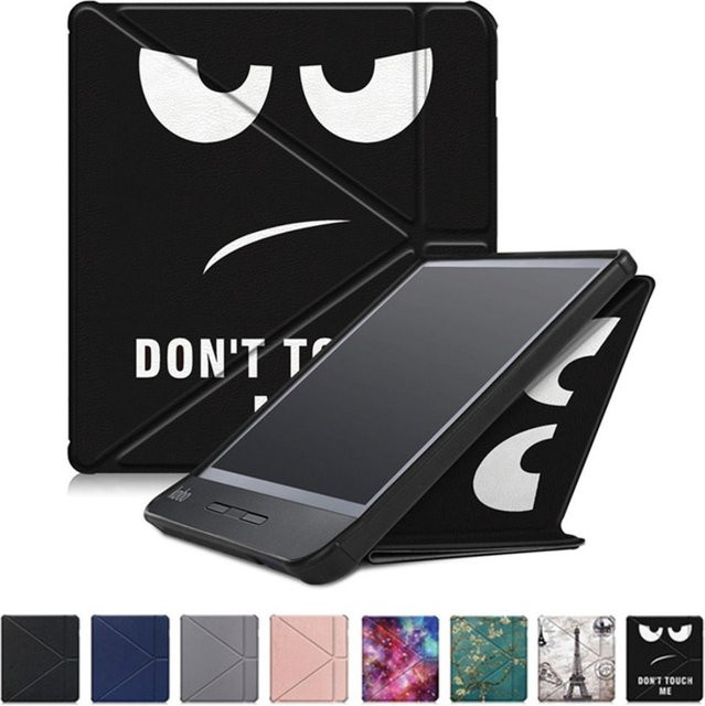 Auto Wake/Sleep N873 Smart Case für Kobo Libra H2O, stoßfeste Schutzhülle aus PU-Leder mit faltbarem Ständer, Schwarz - Bild 1