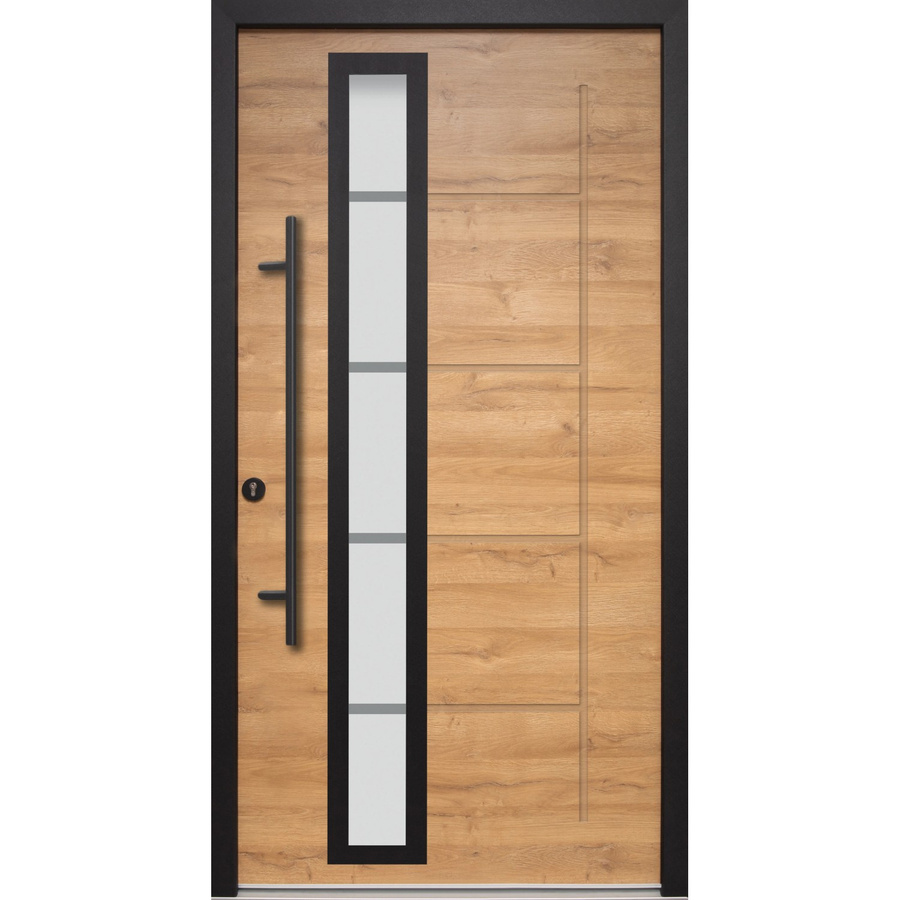 Splendoor Haustür ThermoSpace Paris Prime Woodeffect in Braun und Schwarz mit Glaseinsatz, modern, B: 110 cm, H: 210 cm, Anschlag Links - Bild 2