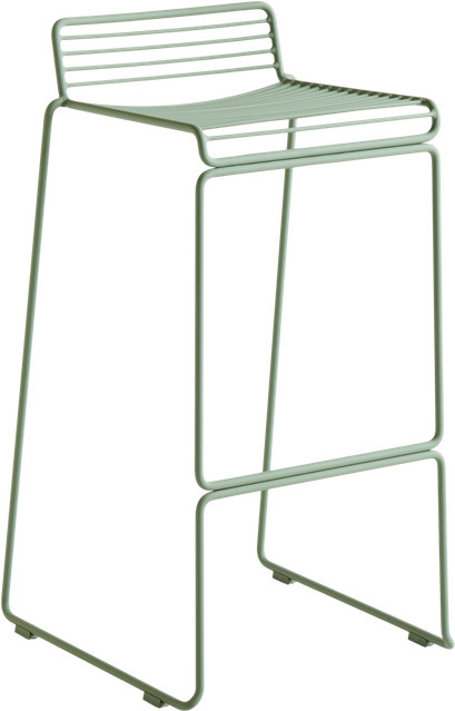 HAY Hee Bar Stool aus pulverbeschichtetem Metalldraht in Grün - Bild 1