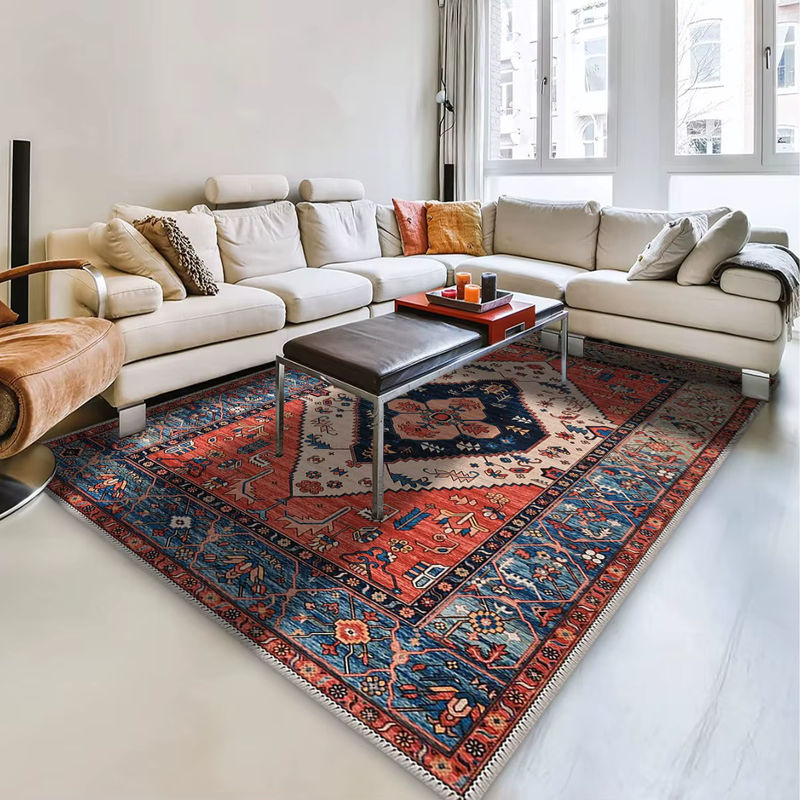 Vikama Boho Plüschteppich in Imitation Kaschmir, Waschbarer Bodenmatte für das Wohnzimmer, Multicolour - Bild 2