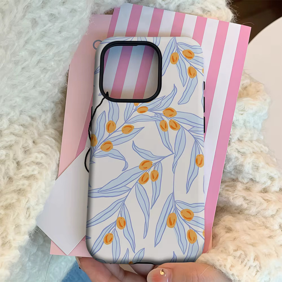 Handyhülle mit Olive Branch Pattern für iPhone 11 bis iPhone 17 Pro Max Plus, doppelschichtige Rückseite, Multicolour - Bild 3
