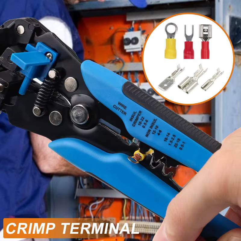 YEFYM 3-in-1 Automatisches Abisolierwerkzeug YE-1SE in Blau mit Schneid- und Crimpfunktion für 24–10 AWG (0,2–6 mm2) - Bild 4