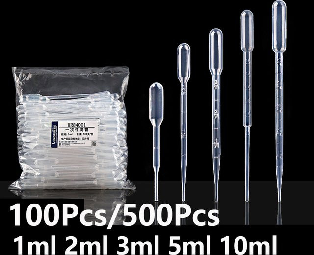 100 Stück transparente Einweg-Transferpipetten aus Kunststoff für Laborbedarf in verschiedenen Größen von 0,2 ml bis 10 ml - Bild 1