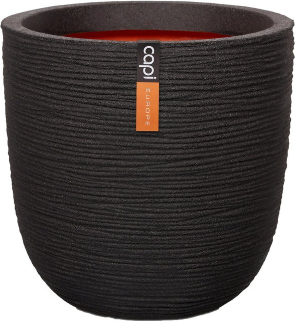 Capi Pflanztopf Nature Rib Kugel Riffel in Schwarz, Durchmesser: 35 cm, Höhe: 34 cm - Bild 1