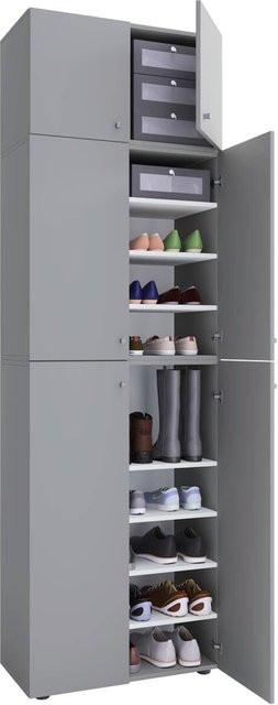Schuhschrank Lona von VCM Möbel in Grau und Weiß, B/H/T: 70 x 223 x 39 cm - Bild 1
