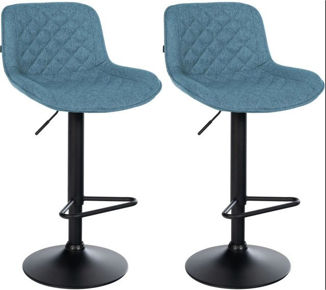 DELUKE 2er Set Barhocker KUHAR in Blau, höhenverstellbare Barstühle mit Lehne und 360 Grad Drehsitz, B/T/H: 50 x 52 x 84 cm - Bild 1