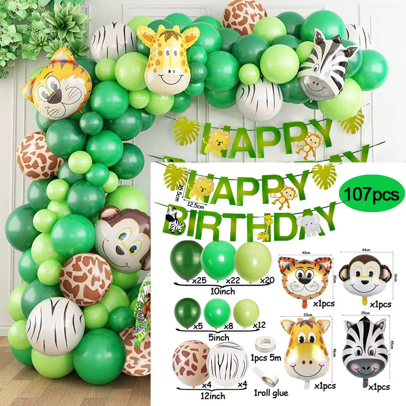 WYDRIM Dschungel Safari Ballon Girlande Bogen Kit in Grün für Kindergeburtstage und Party Dekoration, 108 Stück - Bild 2