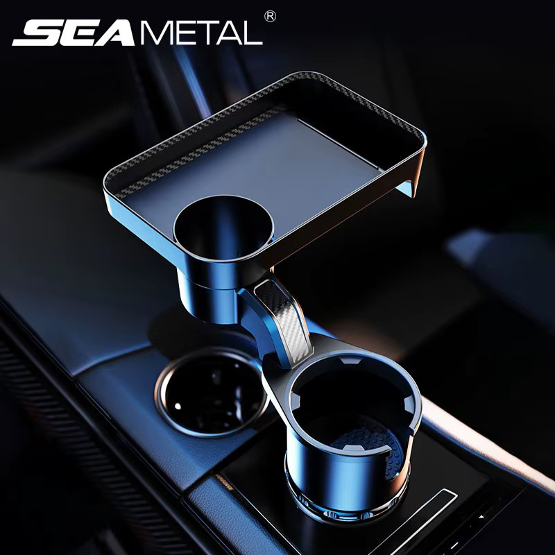 SEAMETAL Auto-Getränkehalter-Expander mit Tablett, 360-Grad-Drehung und verstellbarer Basis, Schwarz - Bild 5