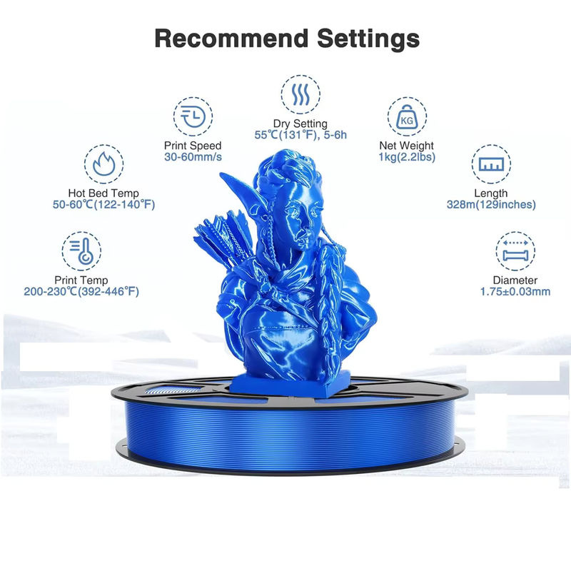 3D Maliang PLA+ Seiden-Filament für FDM-3D-Drucker, 1,75 mm, Blau, 250 g - Bild 6