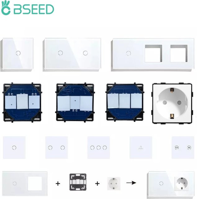 Besamen Wand Touch Dimmer Lichtschalter mit Glasscheibe für DIY Kombinationen - Bild 1