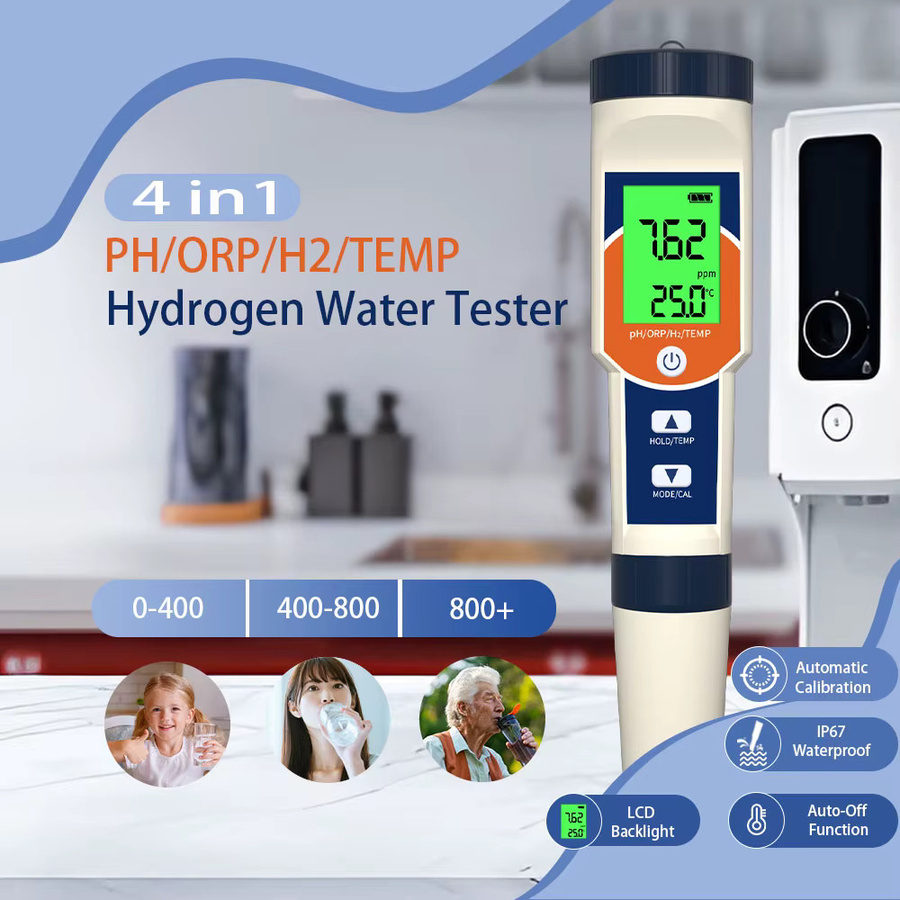 Yieryi 4-in-1 Digitales Wasserprüfgerät pH-Meter ORP und Wasserstoff-Tester mit PPM-Messung in Weiß - Bild 2