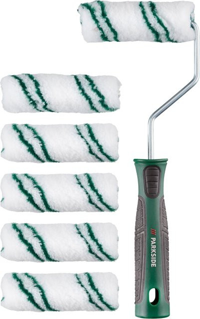 PARKSIDE® Streichset Walzenset Lasur für lösemittelbasierte und wasserbasierte Farben mit Schaumstoffrolle und Ersatzbezug in Weiß - Bild 1