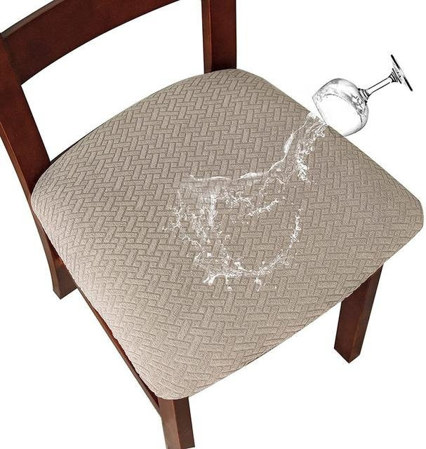 Lellen Jacquard-Stuhlbezug aus Stretch-Material in Blau und Beige für Esszimmerstühle, wasserabweisend und waschbar - Bild 1