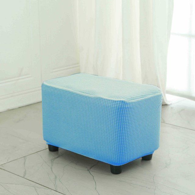 Yiran Furniture Hockerbezug aus Polyester mit Karomuster in Blau, B/T/H: 37 x 22 x 19 cm - Bild 1