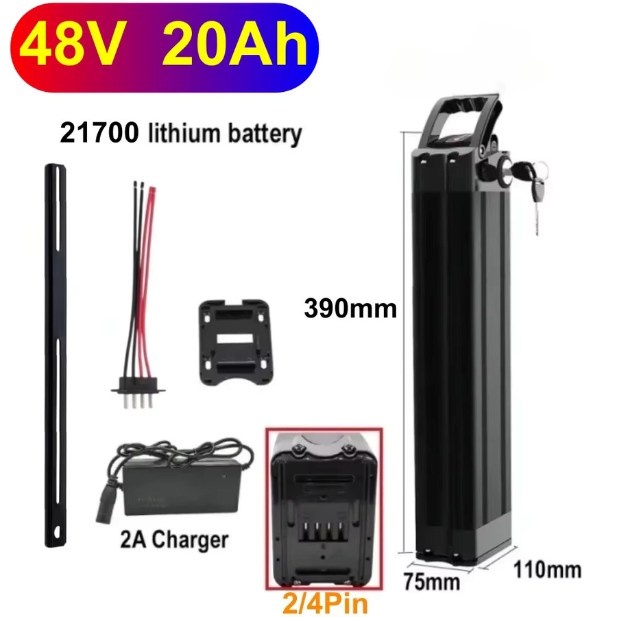 Aleaivy Silver Fish Lithium-Ionen-Akku 48V 20Ah in Schwarz mit 4-Pin-Anschluss und XLR-Ladegerät für E-Bike Ersatzteile - Bild 8