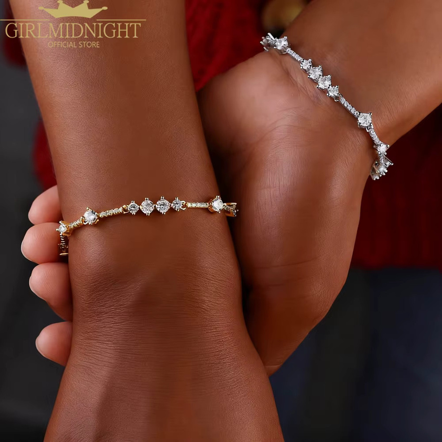 Tenniskette Armband, Zirkonia, Gold, Damen - Bild 2