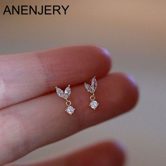 ANENJERY Schmetterling Ohrstecker, Gold, Zirkonia, Damen - Bild 1