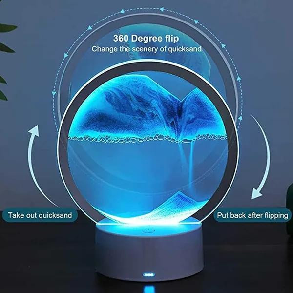 Dimmbare 3D Moving Sand Kunst Tisch Lampe von XuYiEC mit RGB Farbwechsel und integriertem LED Nachtlicht in Orange - Bild 1