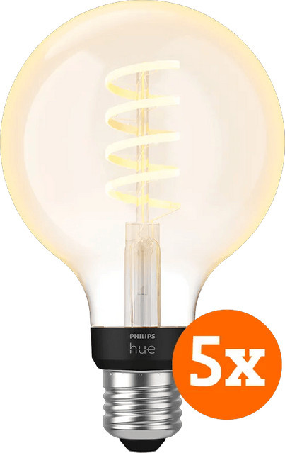 Philips Hue Filamentlampe White Ambiance Globe E27 5er-Pack Transparent mit Bluetooth und LED-Filament im Edison-Stil - Bild 1