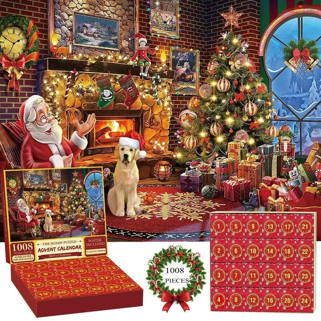 Yiran toy Puzzle Frohe Weihnachten Adventskalender 1.008 Teile ab 3 Jahren - Bild 1