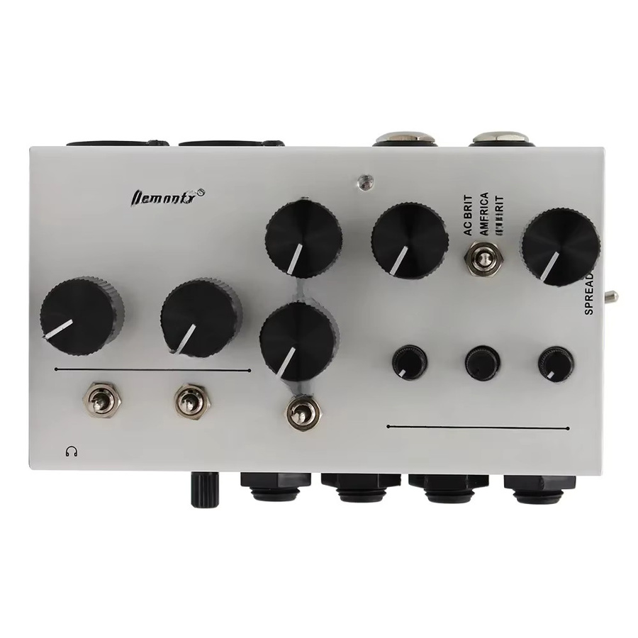 Demonfx Gitarren-DI-Box Effektpedal mit Vorverstärker-Simulator und Stereo-Kabinett-Simulator in Silber - Bild 3