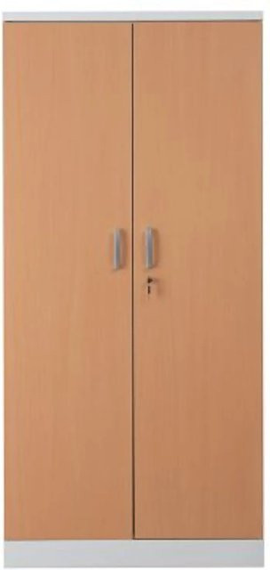 PROREGAL Aktenschrank Beetle mit 4 Fachböden und Schloss, Weiß und Buche, H x B x T: 195 x 92 x 42 cm - Bild 1