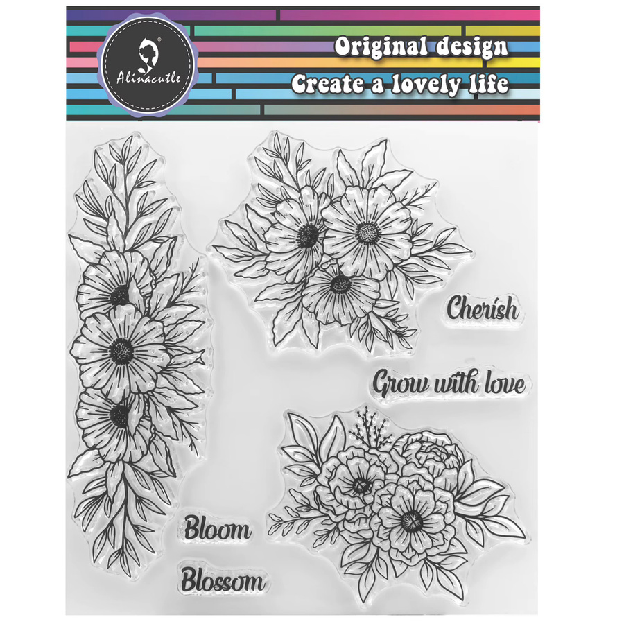 Alinacutle Transparente Silikonstempel mit Blumen-Stanzformen für Scrapbooking und DIY-Papierhandwerk - Bild 2