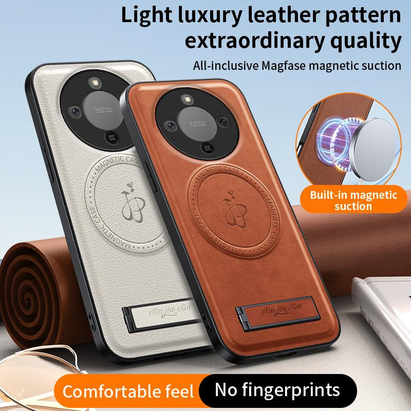 Leder Ständerhülle für Honor X9d G in Braun mit Magnetisch Kabellosem Laden und Stoßfestem Kameraschutz - Bild 4