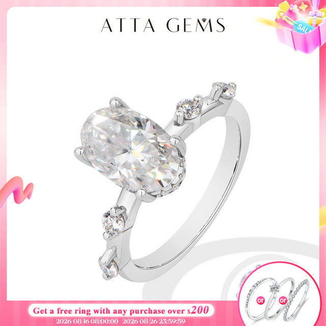 ATTAGEMS Ring, Moissanit, 925 Silber, Damen - Bild 1