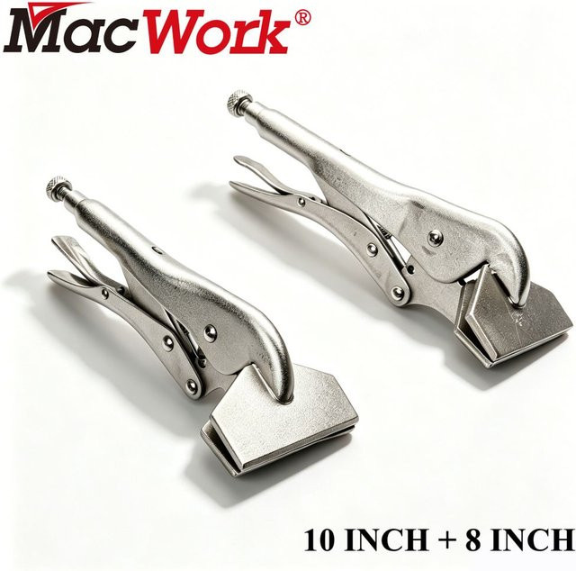 MacWork Blechzangen-Set mit flacher Schaufel und Entenschnabel in Silber, 2er-Set mit 10 Zoll und 8 Zoll, verstellbare Öffnung für Schweißarbeiten - Bild 1