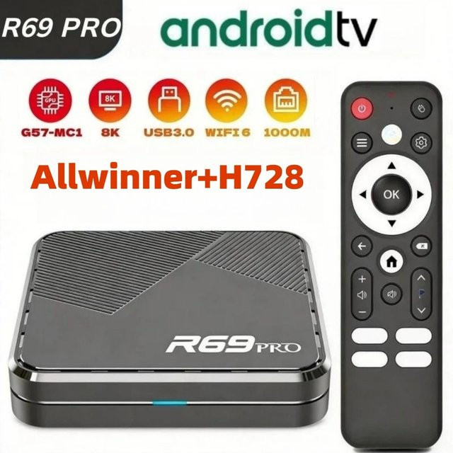 LEEDOAR R69 PRO Smart TV Box Android 14, 8K HDR10+, Allwinner H728, 4GB RAM, 64GB Speicher, WiFi 6, Bluetooth 5.0, 1000M LAN, Schwarz - Bild 1