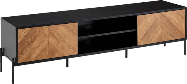 Wohnling Lowboard Modern in Schwarz und Eiche Dunkel, B/H/T: 163 x 45 x 40 cm - Bild 1