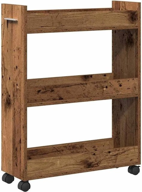 vidaXL Schrank mit Rollen aus Altholz in Braun, B/T/H: 60 x 22 x 79 cm - Bild 1
