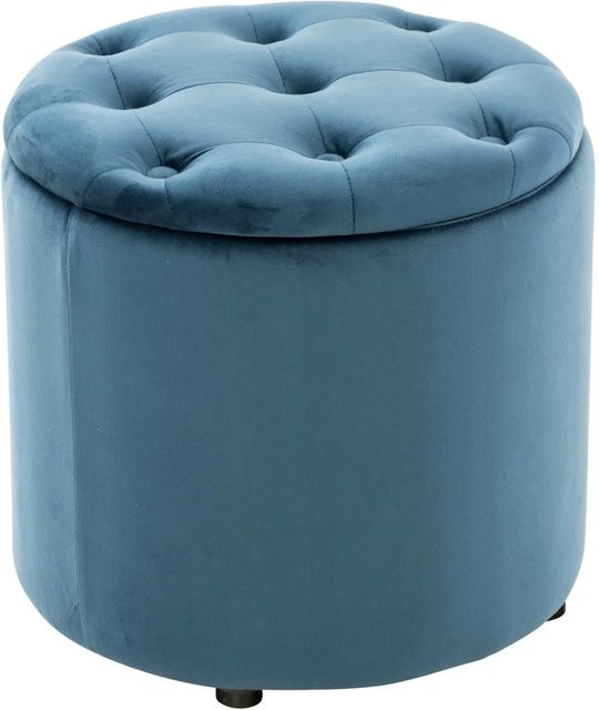 DELUKE Sitzhocker CUTUN Polsterhocker aus Samt in Blau, B/T/H: 44 x 44 x 42 cm - Bild 1
